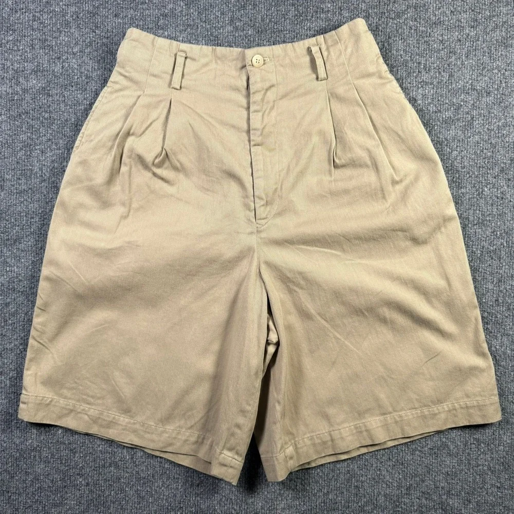 Ralph Lauren Pleated Chino Shorts Vintage W 6 Tan Khaki High Rise Made in USA
